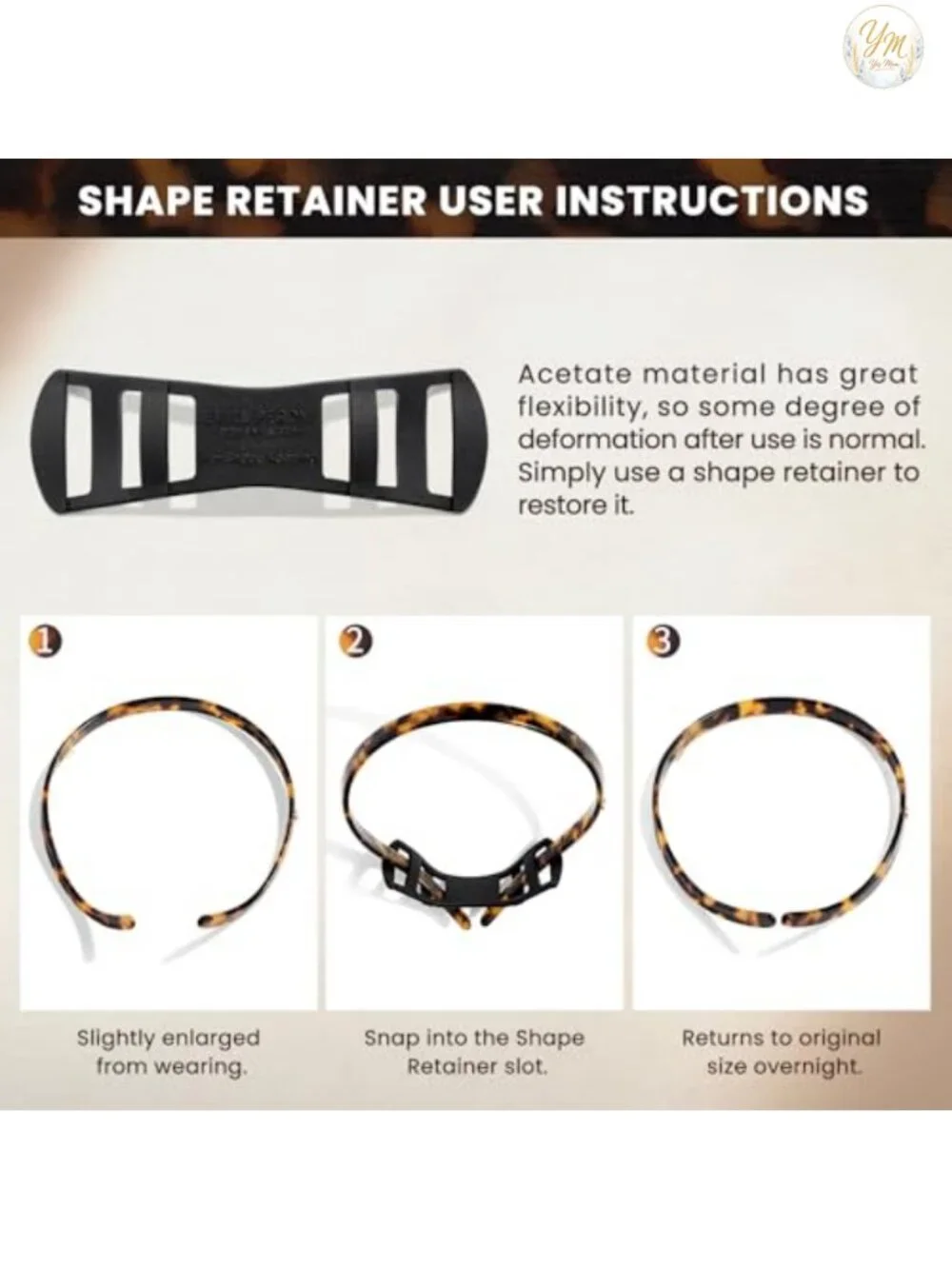 No Pressure Nonslip Headband for Glasses Wearers U-Shaped Acetate Resin